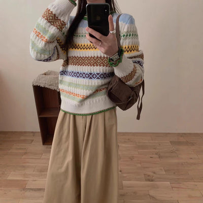 Women's Korean-style High-end Loose Jacquard Knitted Sweater