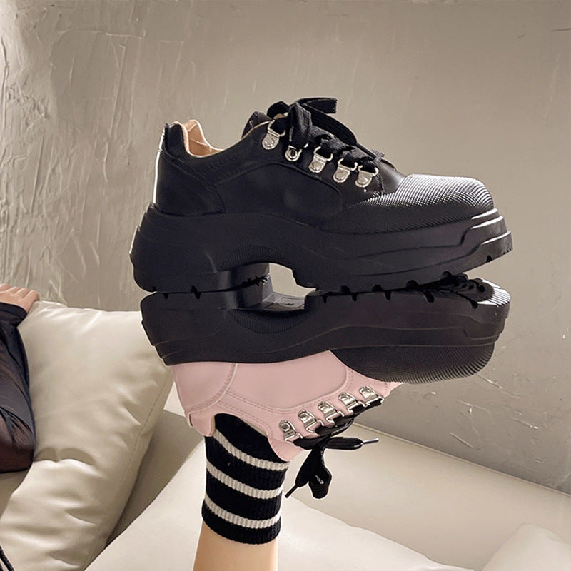 Scarpe da donna in pelle con plateau, stile britannico