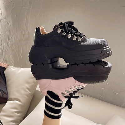 Scarpe da donna in pelle con plateau, stile britannico