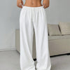 Trousers Elastic Waistband Lace-up Wide-leg Casual Pants