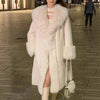 Women's Thick Faux Rabbit Fur Thick Mid-length Leather Fur Coat