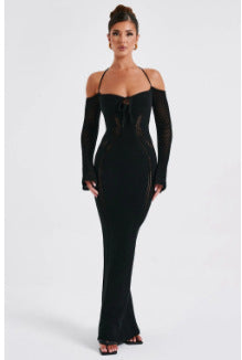 Womens Knitted Sexy Backless Slip Dress