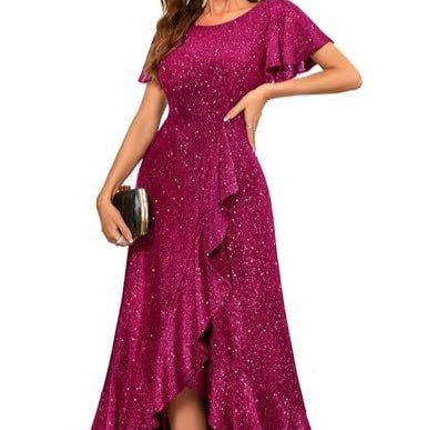 Dress With A High Slit And Sleeves