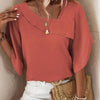 Solid Asymmetrical Neck Petal Sleeve Blouse