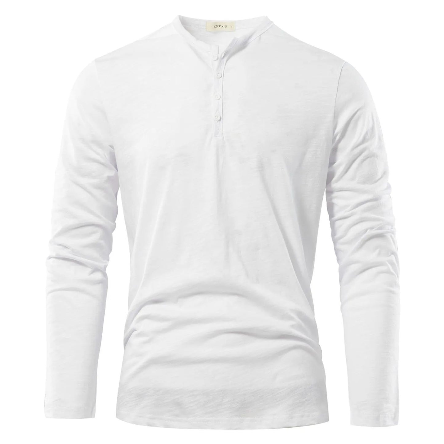 Men's Solid Color Casual Cotton Long-sleeved Top