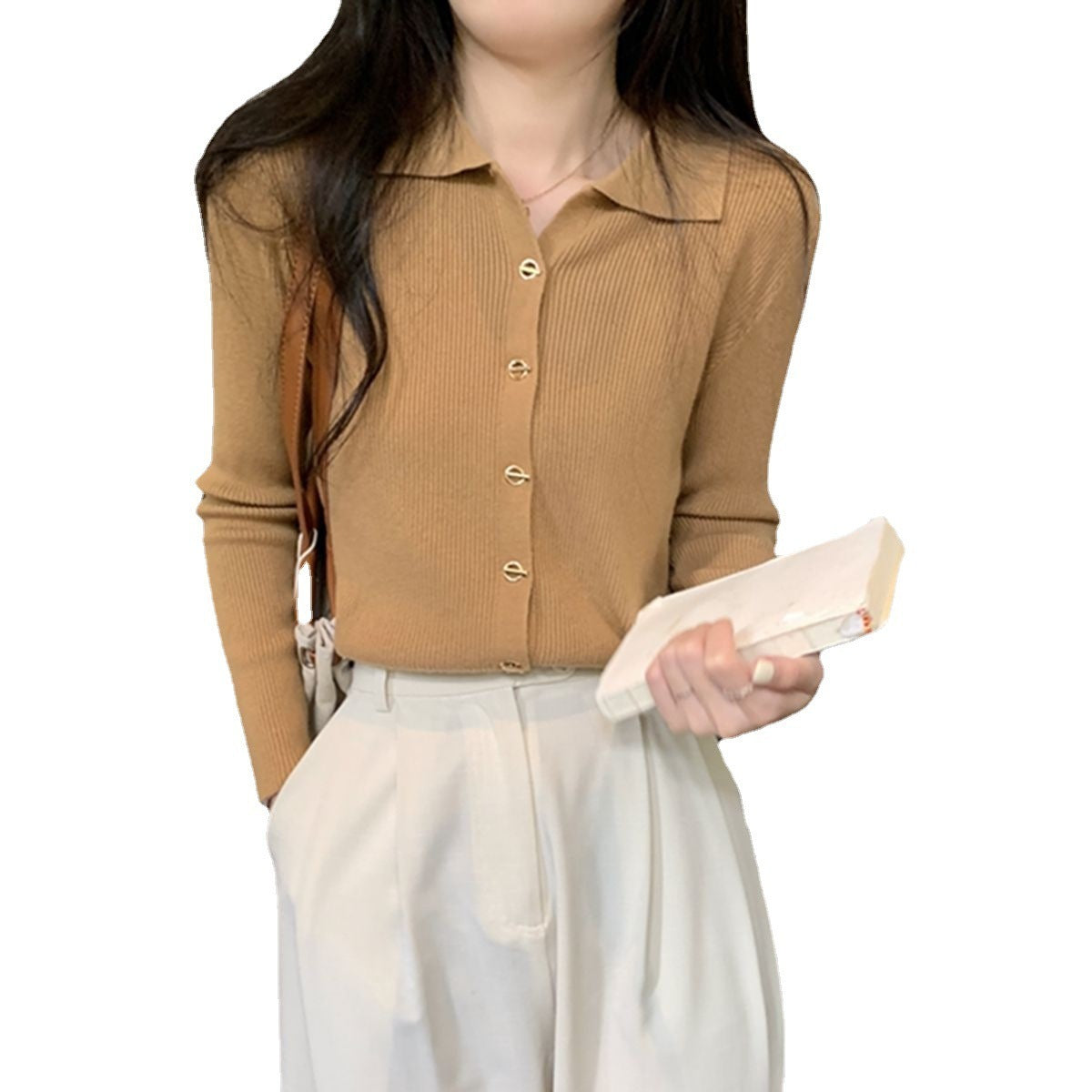 Cardigan lavorato a maglia a maniche lunghe delicato con fondo superiore