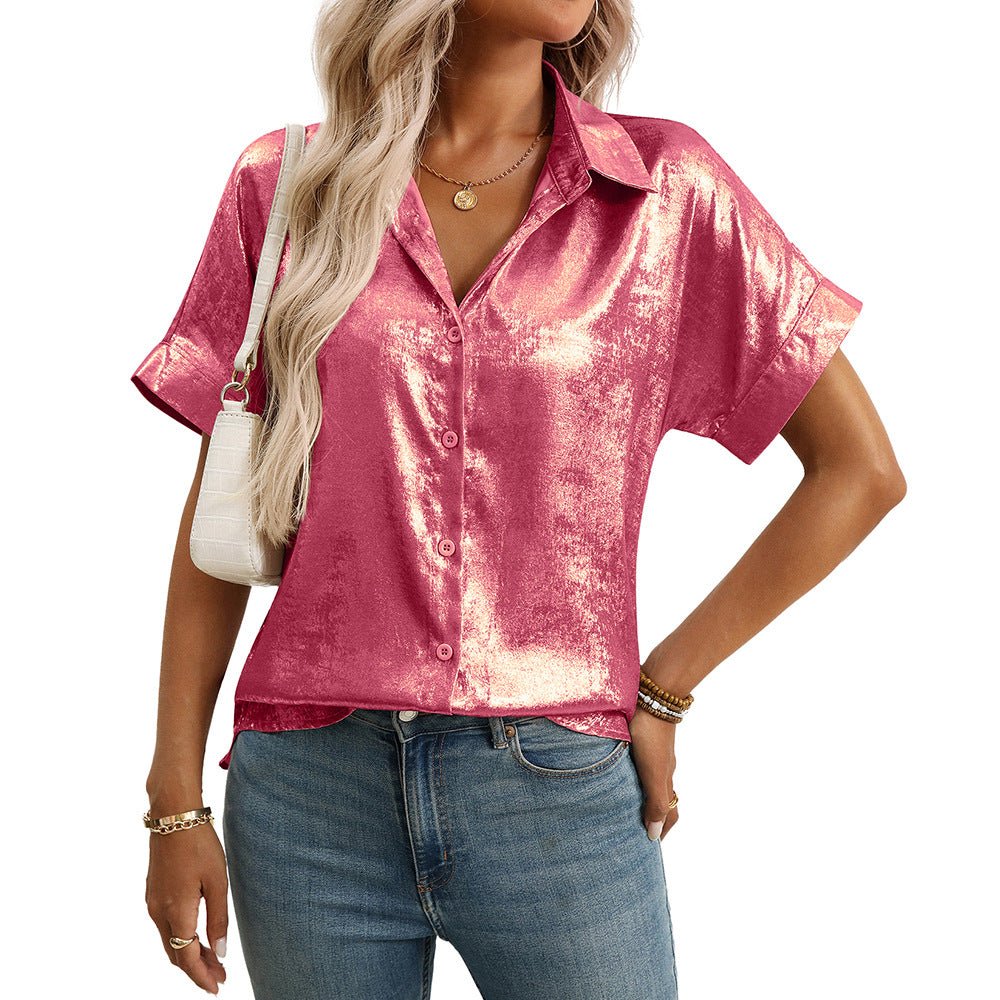Casual Relaxed Fit Womens Short Sleeve Top