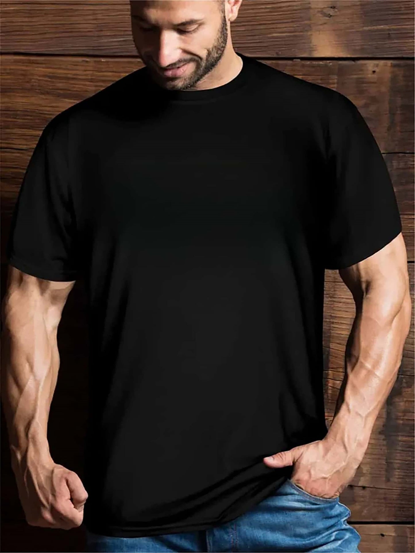 Breathable Soft Polyester Blend With Spandex Casual Men's T-Shirt, Machine Washable, Suitable For Spring, Summer, Autumn, Winter