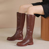 Retro British Style Temperament Genuine Leather Long Boots
