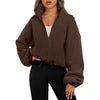 Women's Solid Color With Fur Sports Zipper Coat