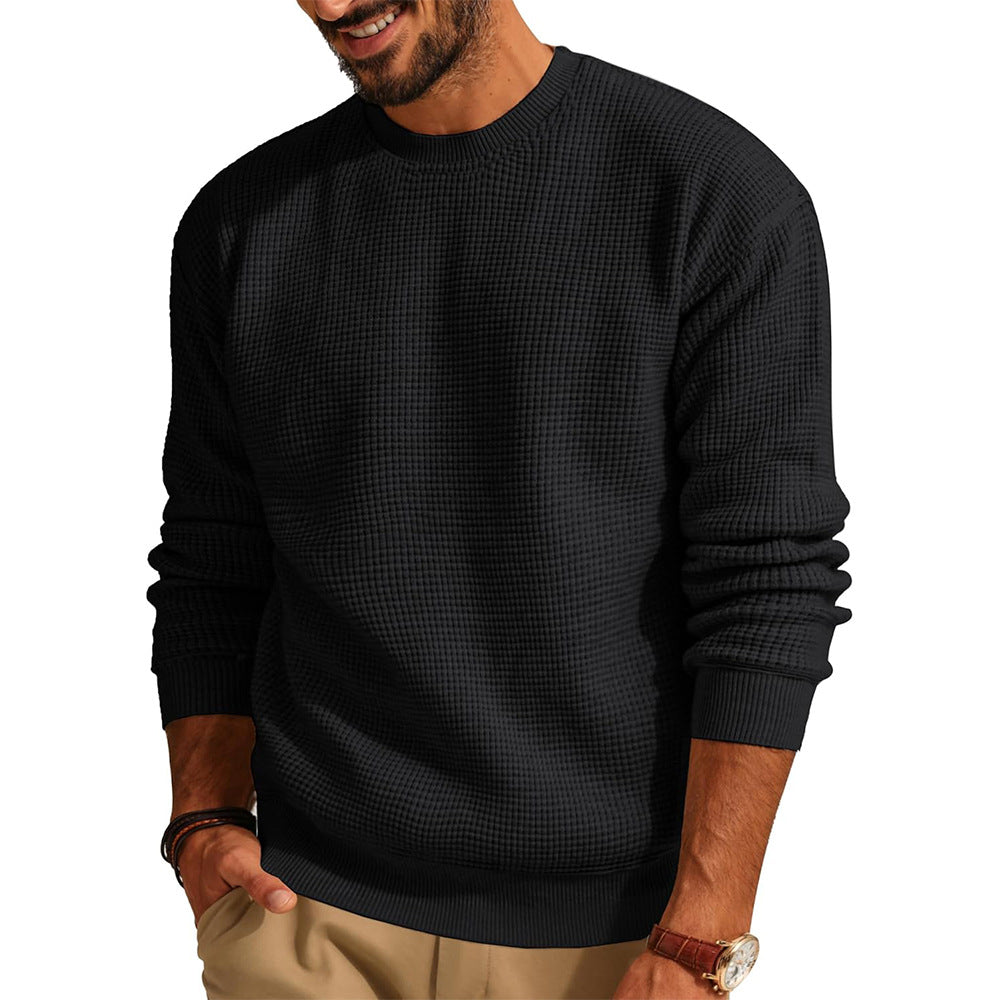 Maglione da uomo a girocollo in maglia a nido d'ape, top casual