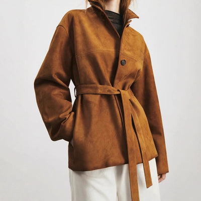 French Elegant Retro Peter Pan Collar Belt Mid-length Cashmere Coat