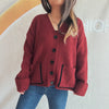 Casual Loose V-neck Solid Color Pocket Street Style Cardigan Sweater