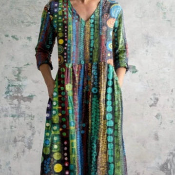 Womens Loose-fitting Fashionable Printed Dress