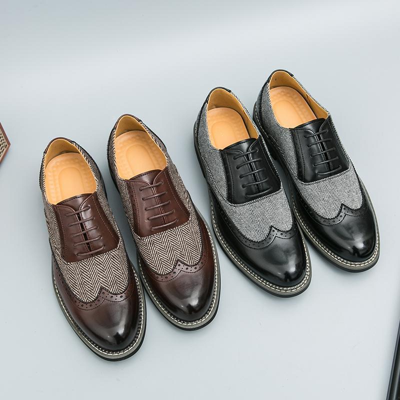 Fashion Brogue Men's Korean-style Casual Formal Wear Leather Shoes