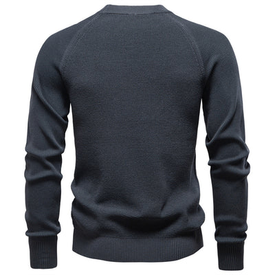 Round Neck Fashion Solid Color Sweater Men's High Quality Business Casual Knitted Men's Sweater