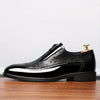 Ostrich Grain Embossed Zipper Pointed Plus Size Bright Leather Chelsea Men's Shoes