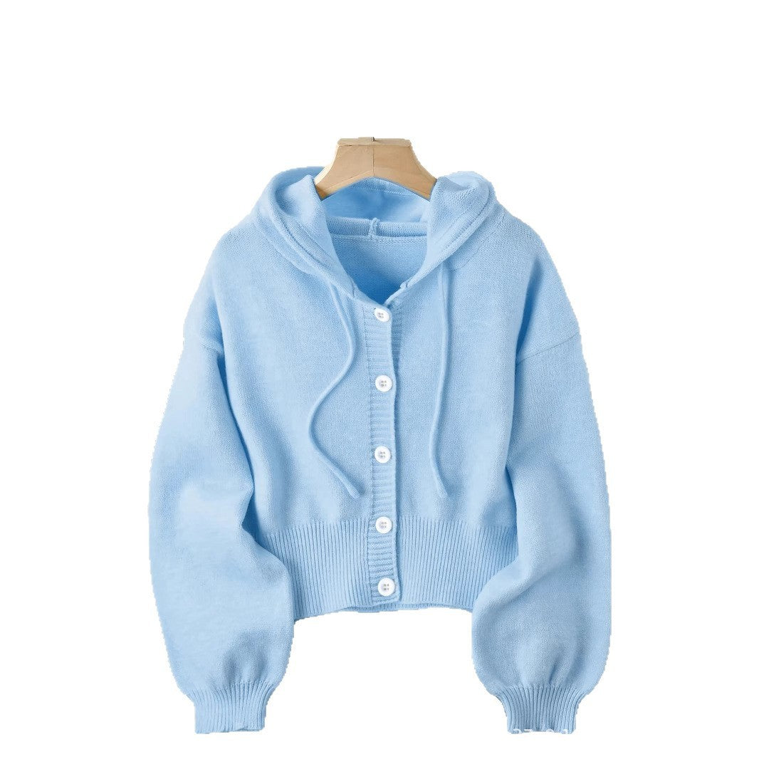 Loose And Lazy Style High-grade Hooded Women's Sweater Coat