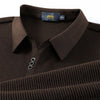 Vertical Texture Button Access Control Collar T-shirt