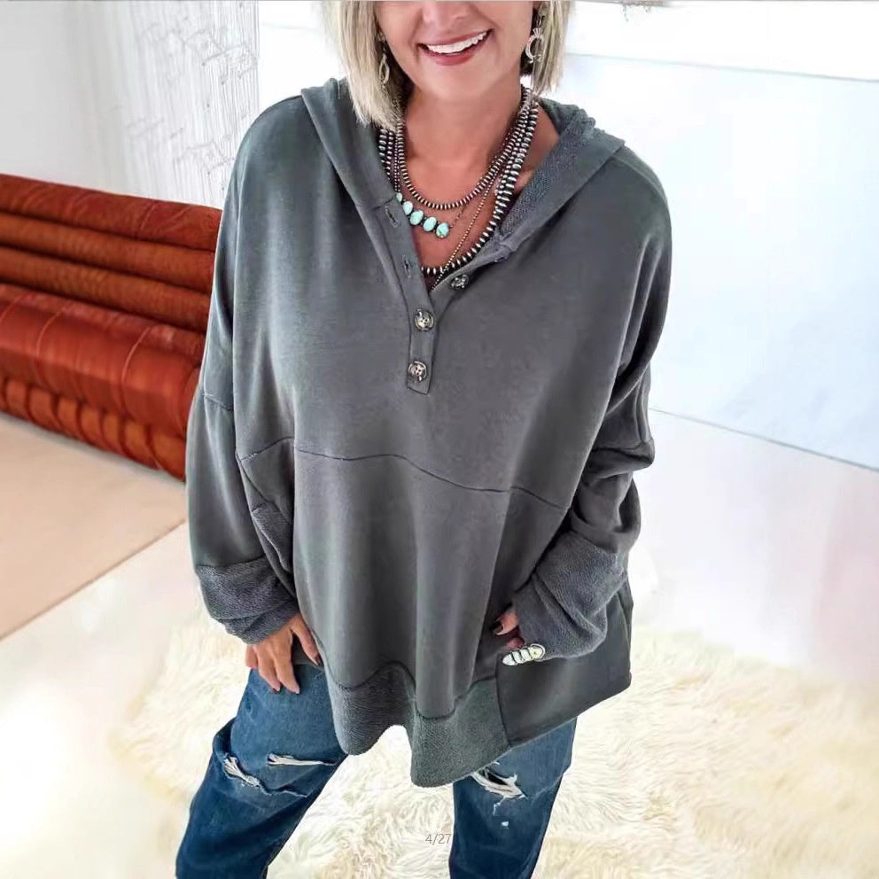 Maglione largo con cappuccio nuovo da donna