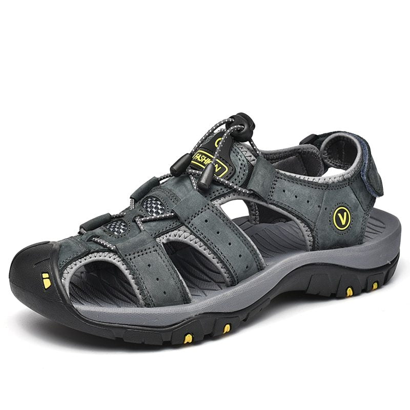 Factory Direct Foreign Trade Sandals Men's Summer New First Layer Leather Baotou Men's Outdoor River Upstream Beach Shoes