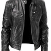 Pu Leather Collar Slim Leather Jacket