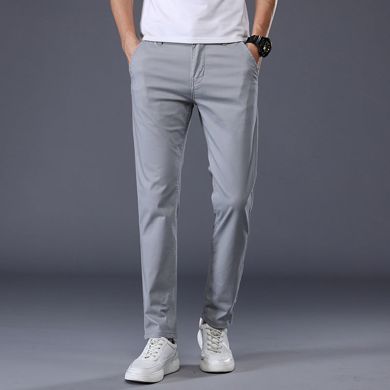 Men's Solid Color Casual Pants Korean Style Straight Trousers