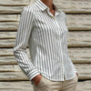 Black And White Striped Silky Satin Lapel Shirt