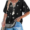 Bohemian Casual V-neck Short-sleeve Printed Blouse