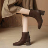 French Style Suede Boots Chunky Heel Thin Women's