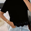 Women's Solid Color Versatile Hollow-Out Spliced Short-Sleeve