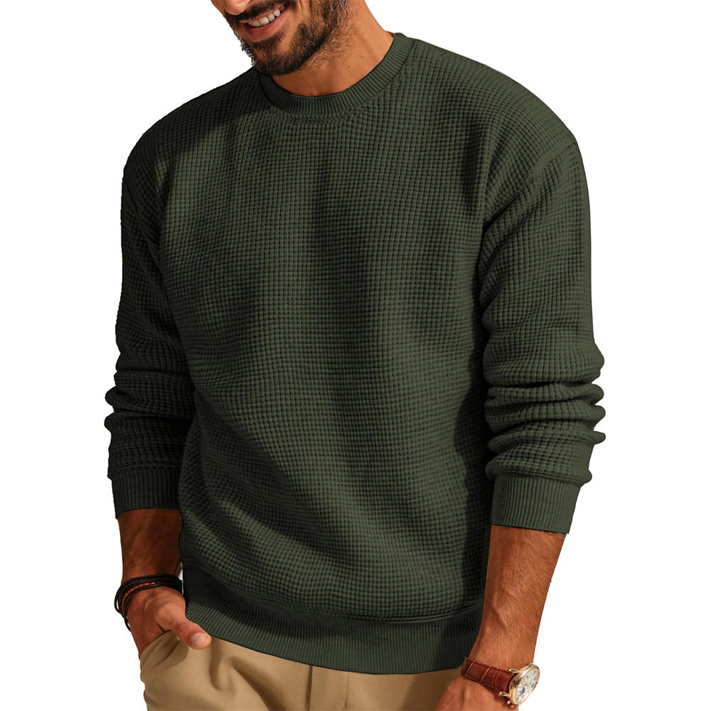 Maglione da uomo a girocollo in maglia a nido d'ape, top casual