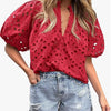 Top da donna casual elegante in pizzo traforato