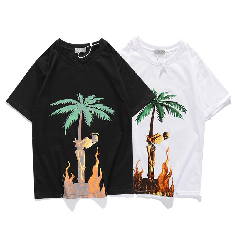 T-shirt casual con stampa fiamme