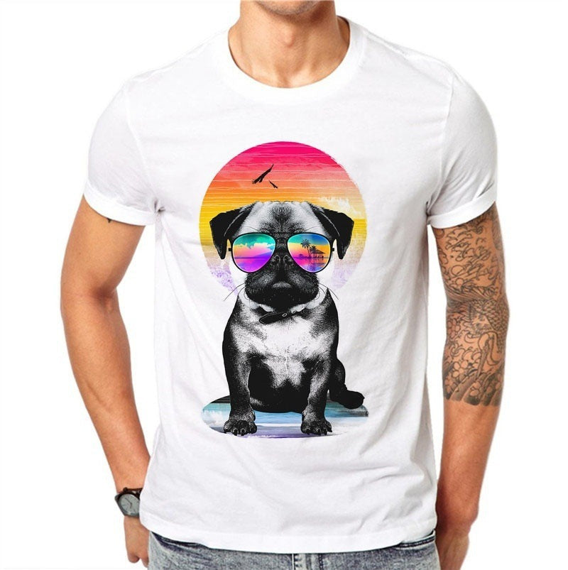 T-shirt da uomo con stampa carlino