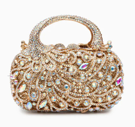Borsa da sera con diamanti e pochette con strass
