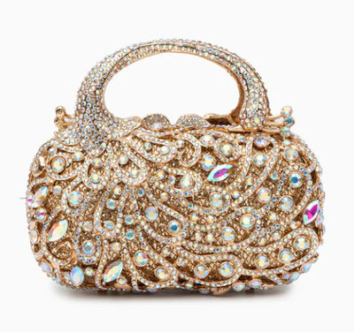 Borsa da sera con diamanti e pochette con strass
