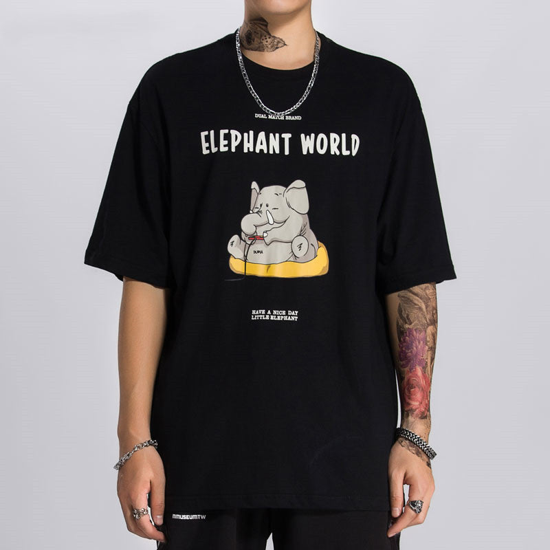 Maglietta casual con stampa elefantino dei cartoni animati