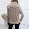 Twisted Knitted Turtleneck Buttons Raglan Sleeve Sweater