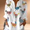Camicetta da donna, camicia con risvolto transfrontaliero, top con stampa digitale 3D
