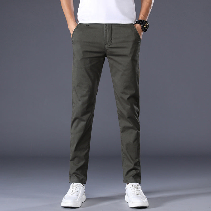 Men's Solid Color Casual Pants Korean Style Straight Trousers