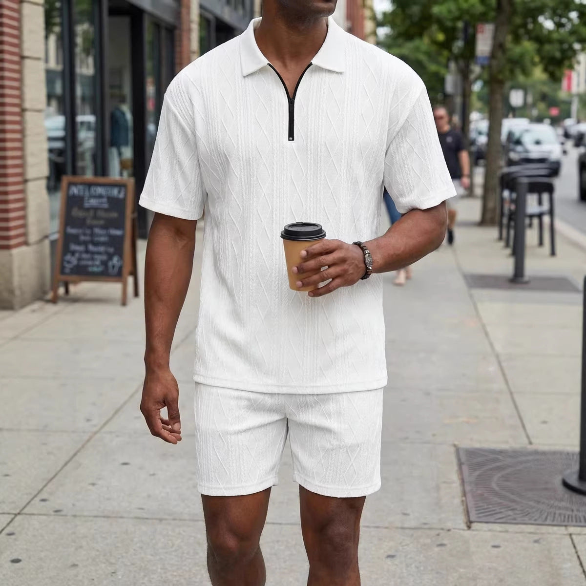 Polo da uomo, casual, a maniche corte, pantaloncini sportivi