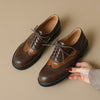 Sheepskin Stitching Retro Style Brogue Leather Shoes