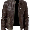 Pu Leather Collar Slim Leather Jacket