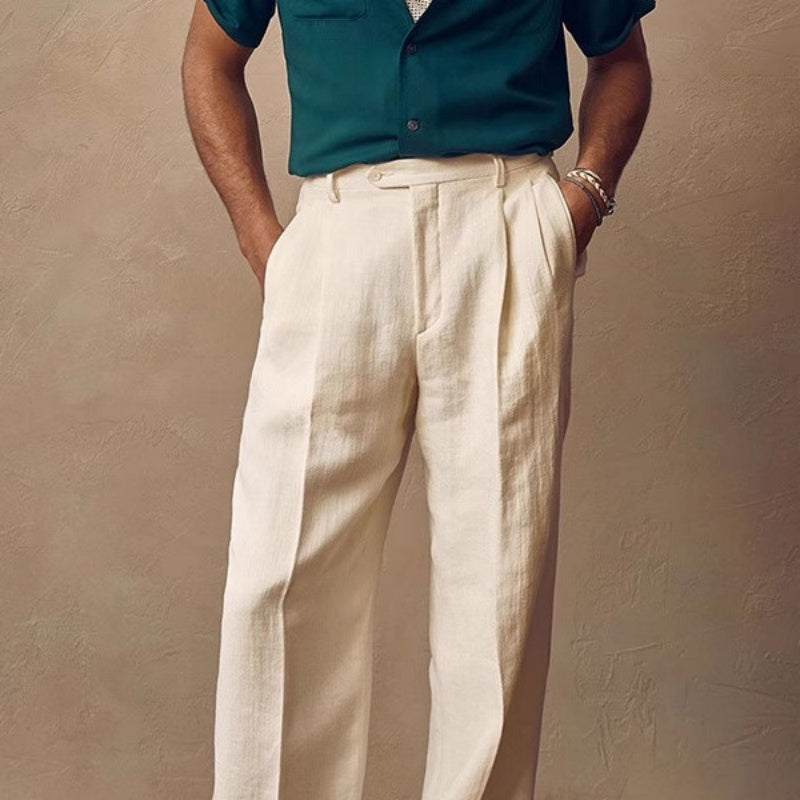 Light-luxury Draping Summer Men's Linen-cotton Casual Trousersnew Style