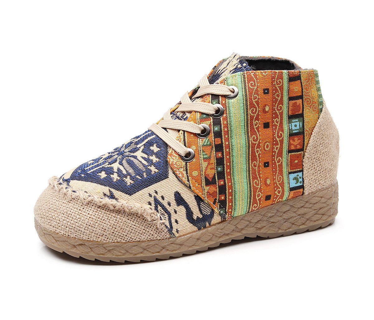 Comfortable Round Head Batik Patchwork Handmade Martin Shoes