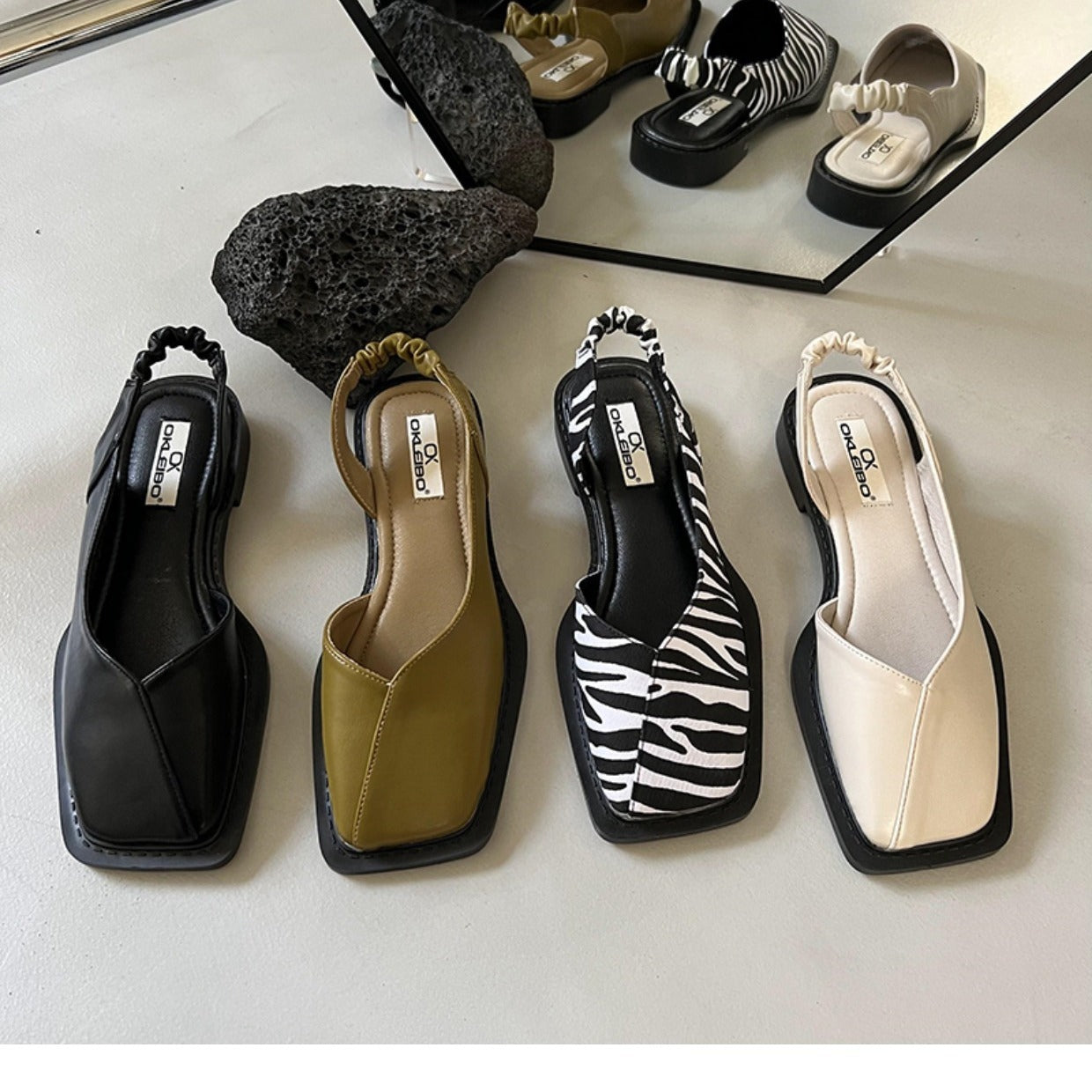 Women's Fashion Square Head French Retro Sandals