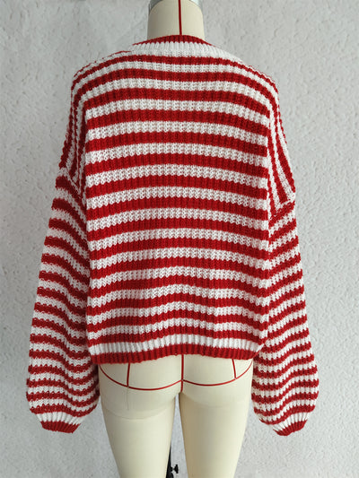 Maglione pullover ampio a maniche lunghe con scollo rotondo, nuovo stile vintage, per autunno e inverno, per donna