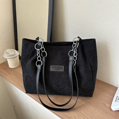 Nuova borsa a tracolla monospalla in velluto a coste di grande capacità per le donne