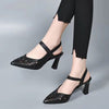 Fashion Pointed Toe Sandals Back Empty Soft Leather Hollowed Toe Box High Heels
